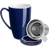 LeKuni Tazza Da Tè In Porcellana Con Infusore E Coperchio, Accessorio Per Il Tè Con Filtro, Tazza Da Tè A Foglie Sfuse Con Infusore, 450ml Per Tè/caffè/latte/Ufficio/Casa/Regalo (Blu Reale)
