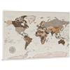 Trip Map Planisfero da Parete - Mappa del mondo - Quadro su tela incorniciato con 100 puntine incluse - Cartina geografica mondo in safari - Grande dimensioni