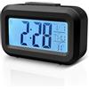 Baxcdyswe Sveglia da Comodino, Orologio a Batteria, Veglia LCD Orologio Sveglia Digitale Senza Ticchettio con Display Data, Temperatura, Funzione Snooze per Camera Da Letto, Scrivania, Viaggi (Nero)
