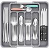 Lifewit Porta Posate Cucina Cassetto, Organizer Posate da Espandibile, Portaposate Salvaspazio, Divisori in Plastica per Utensili, Forchette, Profondità 31 cm, Largezza 23-37cm, Grigio
