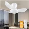 YrgePowk Ventilatore da Soffitto 60W, Ventilatore da Soffitto con Lampada e Telecomando 6 Velocità DC Reversibile, Lampada da Soffitto Silenziosa con Ventilatore, LED Fan Plafoniera con Luce, Timer 65CM Bianco