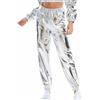 JINGTOPS Pantaloni Metallizzati Lucidi da Donna, Pantaloni Cargo Olografici, Hip Hop Pantaloni Lunghi da Donna Metallizzati a Vita Alta, Feste in Discoteca, Palco di Danza, Cosplay