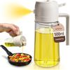 PORTENTUM Spruzzino Olio per Friggitrice Aria 500ml 2 in 1, Dosatore Bottiglia e Oliera Spruzzino olio, Accessori friggitrice ad aria nebulizzatore per Alimenti e Spruzzatore (Bianco)