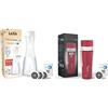 Laica Bk31A Bottiglia Filtrante In Vetro Glassmart, 3 Filtri Fast Disk Inclusi, 360 Litri Di Acqua Filtrata Istantaneamente, Bianco/Trasparente & MyLaica Borraccia Filtrante in Acciaio, Rosso, 0.55 LT