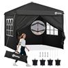 Sekey Gazebo pieghevole 3 x 3 con 4 parti laterali, impermeabile, stabile e invernale, pieghevole, per campeggio, festival, eventi, picnic, tenda da giardino, con 4 sacchi di sabbia, colore nero