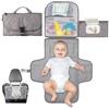 JSTHHTT Fasciatoio Portatile Pieghevole e Impermeabile, Fasciatoio Portatile, Dispenser Salviette e un Comodo Cuscino, Riutilizzabile Lavabile In Lavatrice, Viaggio e Regalo Battesimo (Grigio)
