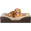 EHEYCIGA Memory Foam Cuccia Cane Interno Taglia Grande, Impermeabile Divano per Cani Sfoderabile e Lavabile, Letto per Cani con 4 Bordi Rialzati, Marrone, 106.5x76x18.5cm