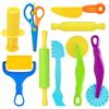 PORUPAEL Playdough - Set di 9 strumenti per pasta da gioco per bambini, set di strumenti di base per pasta da gioco per bambini, accessori per pasta da gioco include taglierine, rulli, mattarelli, forbici di