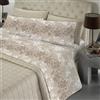 BANZAII TEXTILE INNOVATOR ONLINE Banzaii Set Completo Lenzuola matrimoniale 100% Cotone, Made in Italy, con Angolo h 30 cm, Renata beige