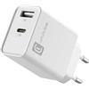 Cellularline - Multiport Charger PD 20W - Caricabatterie con due porte - Porta USB-C 20W PD - Porta USB-A 18W - Compatibili con tutti gli smartphone - Bianco