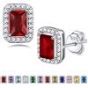 Bestyle Orecchini a Lobo Argento 925 Pietre Portafortuna Gennaio Granato Orecchini con Pietre Rettangolo, Stud Orecchini Donna, Confezione Regalo