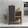 LBSIGN Mobile Da Cucina Multiuso Con Anta E Vani A Giorno Tea Rovere E Antracite