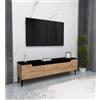 LBSIGN Mobile TV 145x30x45 Effetto Legno Con Inserti E Piedini Neri Aral