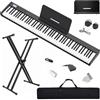 Ｌｏｎｇｅｙｅ 【Kit pianoforte digitale con supporto】Longeye Pianoforte Digitale 88 Tasti Tastiera Elettrica Semipesata Compatta e Portatile per Principianti,Borsa per il Trasporto,Pedale Sustain,Nero (Slim-88)