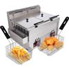 AvgnLxqe Friggitrice, Friggitrice ad Olio a Gas Doppio Cestello, 6 L X 2 Friggitrice Professionale con 2 Cestelli, Friggitrice a Olio Commerciale Temperatura Controllata per Cucina Hotel Festa Carnevale