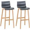 CLP Set 2 Sgabelli Design Hover in Polipropilene E Legno Naturale I Sgabelli Alti Bancone Alt. 77CM I Sedie Cucina Penisola con Schienale, Colore:Grigio