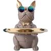 suruim bulldog francese statuetta - Con Vassoio in Acciaio Inossidabile, portaoggetti vassoio Vassoio Portaoggetti Salvadanaio Con Chiave Di Caramella (marrone)