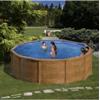 Gre Piscina fuori terra rotonda gre mauritius in acciaio effetto legno 350x350x132 - cod. kitpr358wo