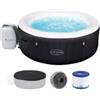 Bestway Piscina idromassaggio gonfiabile rotonda bestway lay-z-spa miami airjet 2/4 persone 180x180x66 cm con cartuccia, erogatore chemconnect e copertura gonfiabile - cod. 60001