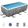 Bestway Piscina fuori terra con struttura rettangolare bestway power steel frame con copertura, filtro, scala e chemconnect effetto rattan 488x244x122 cm - cod. 56996