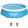 Bestway Piscina fuori terra autoportante rotonda bestway fast set con pompa e filtro a cartuccia 244x61 cm - cod. 57450