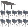 MIlani Home JERRI - set tavolo in alluminio cm 135/270 x 90 x 75 h con 10 Poltrone Dynamo