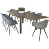 MIlani Home JERRI - set tavolo in alluminio cm 135/270 x 90 x 75 h con 8 Poltrone Dynamo