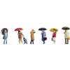 Noch® Persone sotto la Pioggia, Figure Colorate a Mano, Modello H0, Set da 6 Pezzi per diorami e modellismo