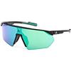 adidas Sport SP0076 Occhiali da Sole Donna, Occhiali da Sole Sportivi Sottili e Leggeri, Forma Lente Maschera, Lenti Verde Specchiato, Nero Opaco