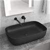 KAMALU Lavabo da appoggio colore nero opaco design rettangolare arrotondato | 60cm MIL-LN