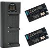 QIAO JIN LIN Batteria di ricambio (confezione da 2) e caricatore USB Dual LED Smart compatibile per Sony NP-F970 NP-F950 NP-F930