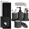 Clara Clark Set da bagno nero carbone - Set da bagno con tenda da doccia e tappeti, set di accessori da bagno da 21 pezzi, set di tende da doccia con dispenser di sapone e portaspazzolino