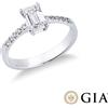 Gioielli di Valenza Anello con diamante taglio smeraldo 1.00ct GIA in oro bianco 18k