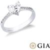 Gioielli di Valenza Anello con diamante taglio cuore 1.00ct GIA in oro bianco 18k