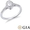 Gioielli di Valenza Anello con diamante taglio ovale 0.30ct GIA in oro bianco 18k