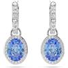 Swarovski Constella Orecchini Pendenti, con Cristalli e Zirconia Swarovski a Taglio Ovale, Placcatura in Tonalità Rodio, Blu