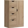 HOMCOM Mobile Bagno con 4 Cassetti, Armadietto a 2 Livelli e Maniglie Ritagliate, in Truciolato, 54x29x83 cm|Aosom