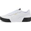 PUMA Sneakers Carina 2.0 da donna, Scarpe, Bianco/Oro/Nero, 35.5