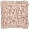 Paoletti Settantatre cuscino imbottito in poliestere con volant stampato in filigrana di lino - Lino/Ocra - 50x50 cm