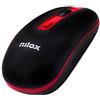 Nilox, Mouse Wireless, Tracking Ottico 1600 Dpi con 4 Pulsanti, con Sistema di Ibernazione Automatica per il Risparmio Energetico, Compatibile con Windows, Mac e Linux, Nero e Rosso