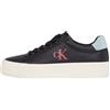 Calvin Klein Donna Sneakers Vulcanizzate Bold Profilo Basso, Multicolore (Black/Blue Surf/Creamy White), 38