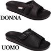 Ciabatte a strappo dr luigi in vera pelle nero plantare ammortizzante sandali