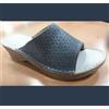 Zoccoli ciabatte donna soletta in pelle colore grigio fiori in rilievo tacco gomma