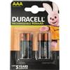 Duracell 4 batterie 1,2 V ministilo AAA ricaricabili NiMH 900 mAh 5anni garanzia