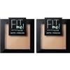 Maybelline Cipria Fit Me Matte&Poreless, Finish Opacizzante e Fissante, Pennello e Specchietto Inclusi, Classic Ivory (120), (Confezione da 2)