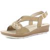 inblu Sandali Donna in Ecopelle con Brillantini, Cinturino Posteriore Regolabile e Tacco, Plantare in Pelle, dal 35 al 41, Sabbia, 36 EU