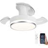 Caunmar Lampadario Ventilatore Da Soffitto Con Pale A Scomparsa Piccolo 52cm, Ventilatore Da Soffitto Con Luce Led E Telecomando Silenzioso, Dimmerabile Memoria Reversibile Motore DC Per Camera Da Letto