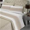 BANZAII TEXTILE INNOVATOR ONLINE Banzaii Set Completo Lenzuola matrimoniale 100% Cotone, Made in Italy, con Angolo h 30 cm, Roxana beige