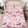 Loussiesd Lenzuola da letto per cavalli per ragazze, varie lenzuola per cavalli, per bambini, ragazzi, ragazzi, ragazzi, rosa, floreale, animale da fattoria, 2 pezzi, taglia singola