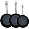 FMProfessional Set di 3 padelle professionali 20/24/24 cm profonda, in alluminio leggero e resistente, adatte per induzione e tutti i tipi di cucine, antiaderente doppio strato, struttura a nido d'ape